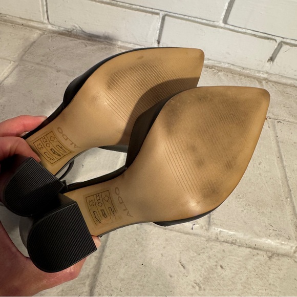 ALDO Black Strappy Block Heels Size 7.5 - Picture 8 of 12